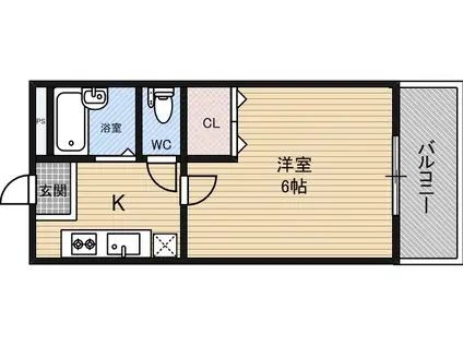 グラヴィール鶴和(1DK/2階)の間取り写真