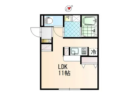 山形新幹線 米沢駅 徒歩10分 2階建 築3年(ワンルーム/2階)の間取り写真
