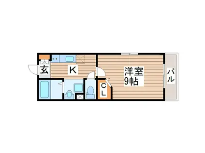 ラヴィータ原町(1K/1階)の間取り写真