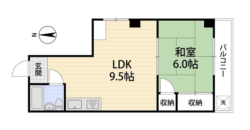 小野田ハイツ(1LDK/2階)の間取り写真