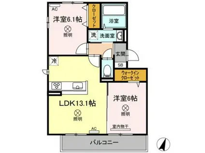 クレスト高柳(2LDK/3階)の間取り写真