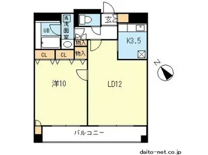 グランベルテ田端(1LDK/11階)の間取り写真