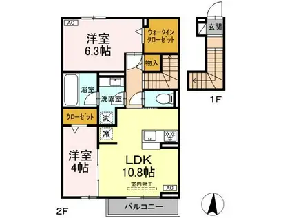 EPIS 広田(2LDK/2階)の間取り写真
