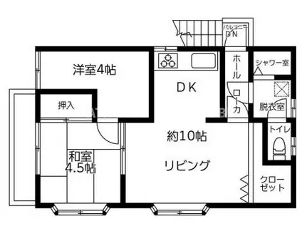 山田アパート(2LDK/2階)の間取り写真