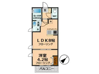 コートヤード(1LDK/2階)の間取り写真