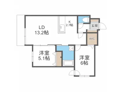FORIS・DE TOYOHIRA 6.2(2LDK/2階)の間取り写真
