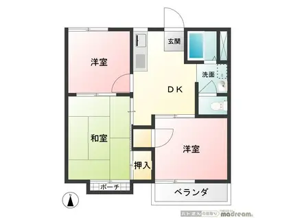 ルミエールK(3DK/2階)の間取り写真