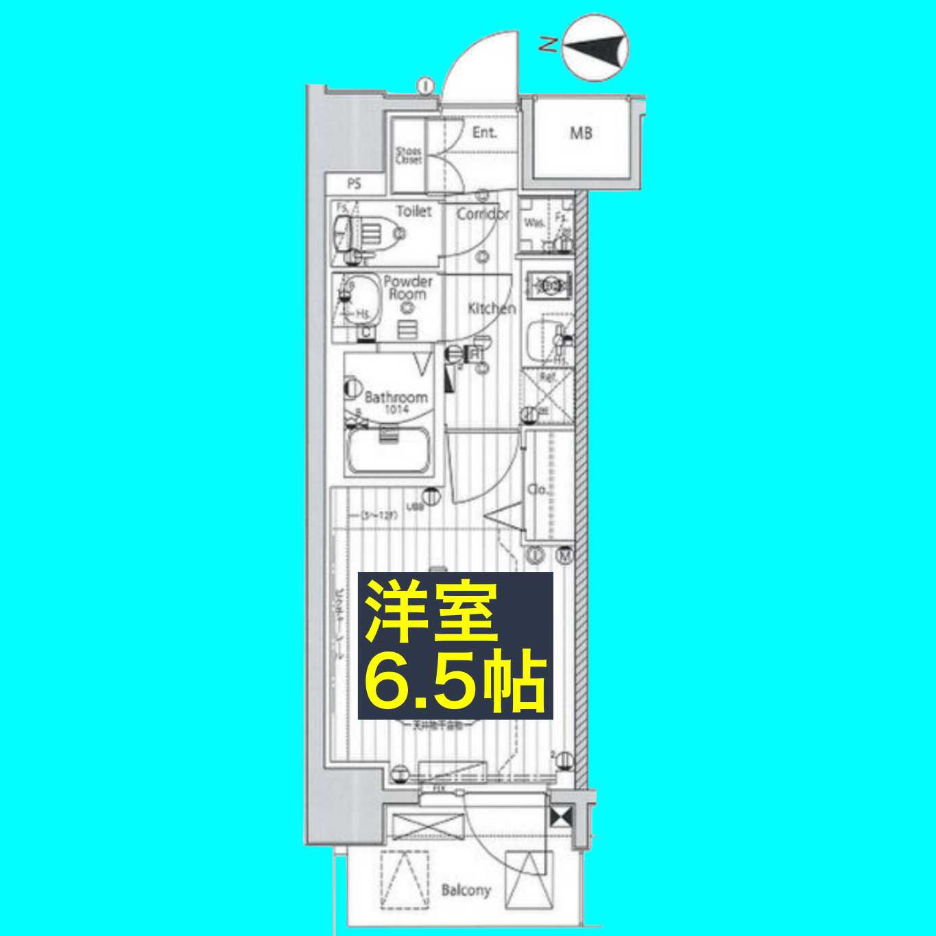 メイクス矢場町II(1K/10階)の間取り写真