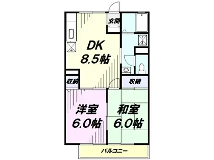 エクレールU(2DK/2階)の間取り写真