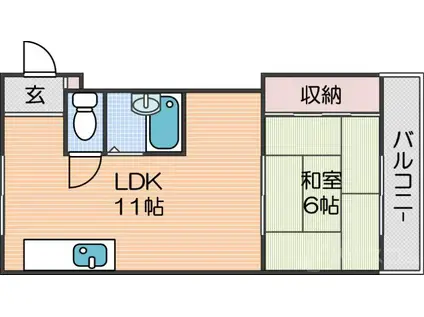 安立ハイツ(1LDK/3階)の間取り写真