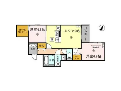 サンパティーク住吉(2LDK/2階)の間取り写真