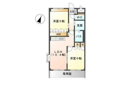 サンパレス(2LDK/1階)の間取り写真