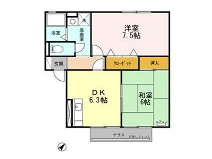 カーサ・フロンティア(2DK/1階)の間取り写真