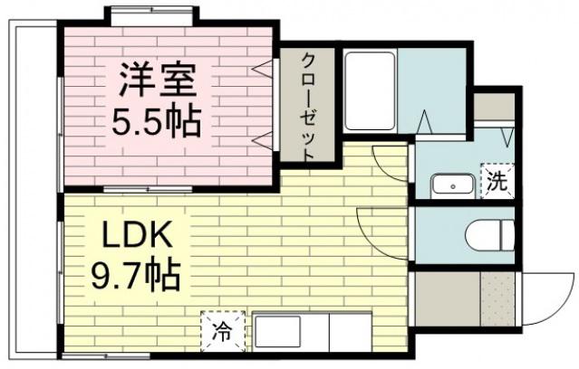 アイル富士見(1LDK/1階)の間取り写真