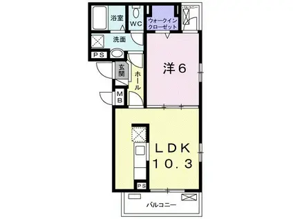 ユーフォリアII(1LDK/2階)の間取り写真