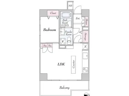 フリーディオ西麻布(1LDK/4階)の間取り写真