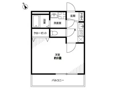 アムールIYAMA II(1K/1階)の間取り写真