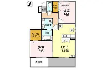 プランドール安岡IIIA棟(2LDK/1階)の間取り写真