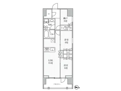 シーズンフラッツ押上フィオーレ(2SLDK/12階)の間取り写真