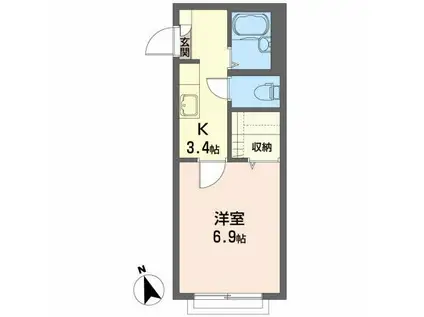 セントコア城南(1K/2階)の間取り写真