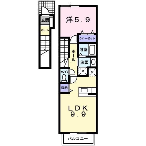 オリンピック(1LDK/2階)の間取り写真