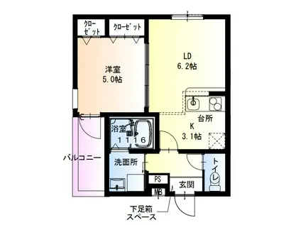 フジパレス加美東II番館(1LDK/1階)の間取り写真
