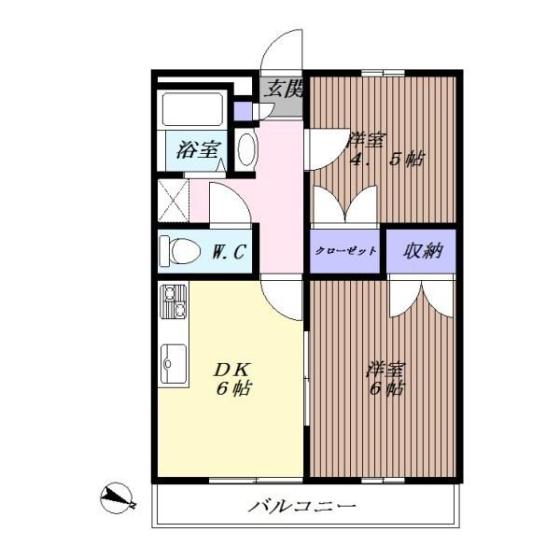 APレジデンス阿賀崎(2DK/3階)の間取り写真