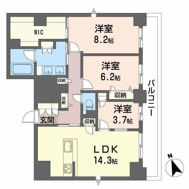 ラヴェール横川(3LDK/9階)の間取り写真