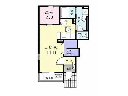 クリスタルブレイズ(1LDK/1階)の間取り写真