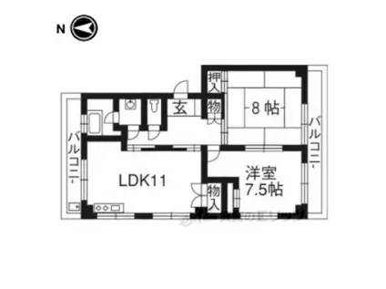 メゾン西川(2LDK/1階)の間取り写真