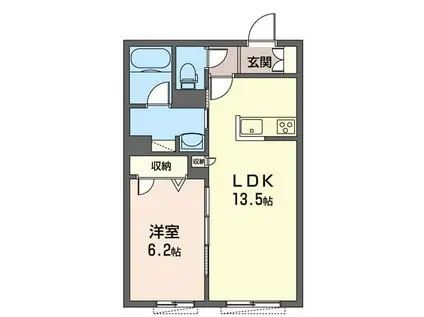 ヌーベルヴィー湘南台 II(1LDK/1階)の間取り写真