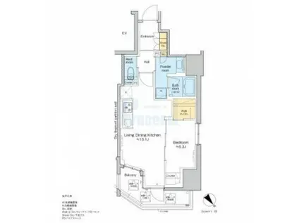 プラウドフラット文京千駄木(1LDK/10階)の間取り写真