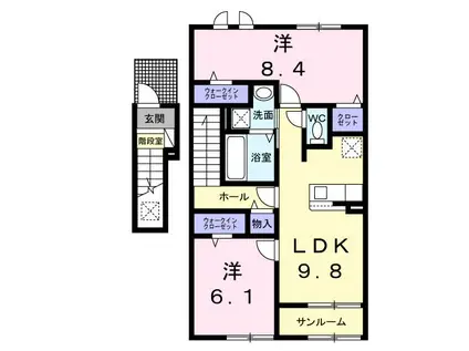 チョコレット(2LDK/2階)の間取り写真