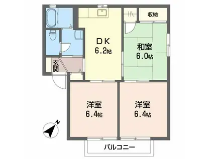 フォレスト北日吉 C棟(3DK/2階)の間取り写真