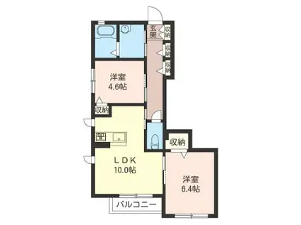 シャルダン(2LDK/2階)の間取り写真