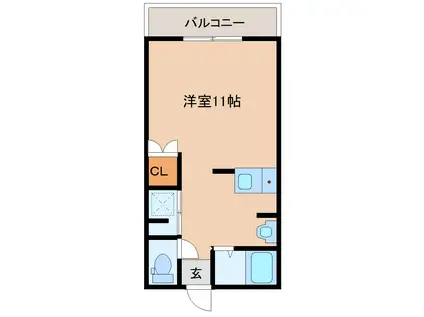 リルームス三重町III(ワンルーム/2階)の間取り写真