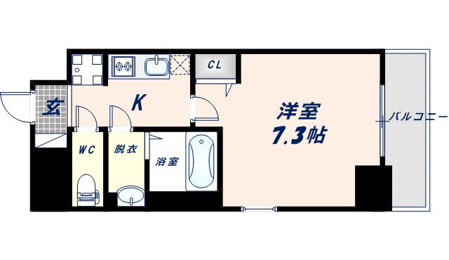 プリムール新深江(1K/2階)の間取り写真