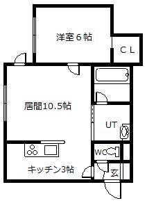ラポールA(1LDK/1階)の間取り写真
