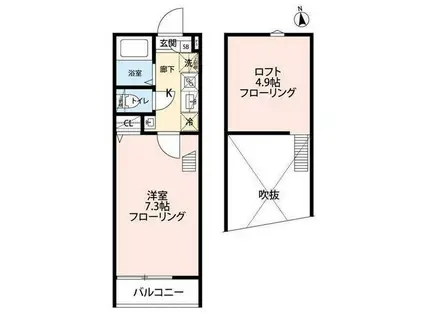 グランクオール梅島二丁目(1K/3階)の間取り写真