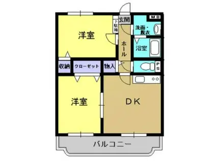 フローラルHILL(2DK/1階)の間取り写真