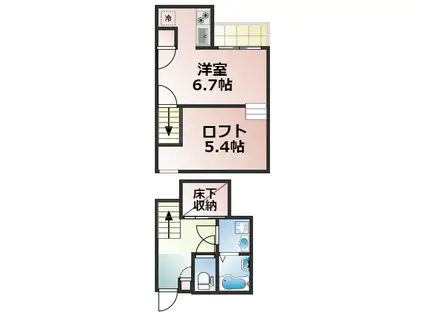ADC保田窪カーサ(1K/2階)の間取り写真