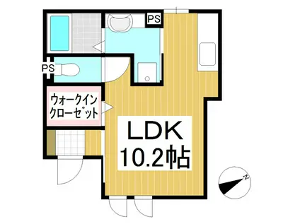北陸新幹線 上田駅 徒歩5分 2階建 築7年(ワンルーム/1階)の間取り写真