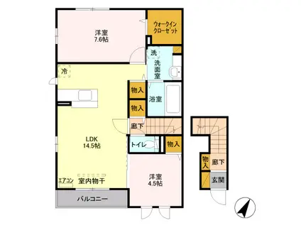 プリムヴィラ(2LDK/2階)の間取り写真