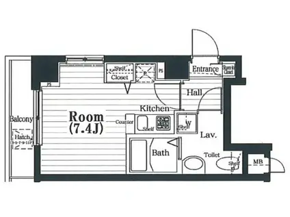 ガラ・シティ日本橋人形町(ワンルーム/10階)の間取り写真