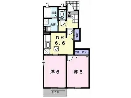 フレーシュ(2DK/1階)の間取り写真