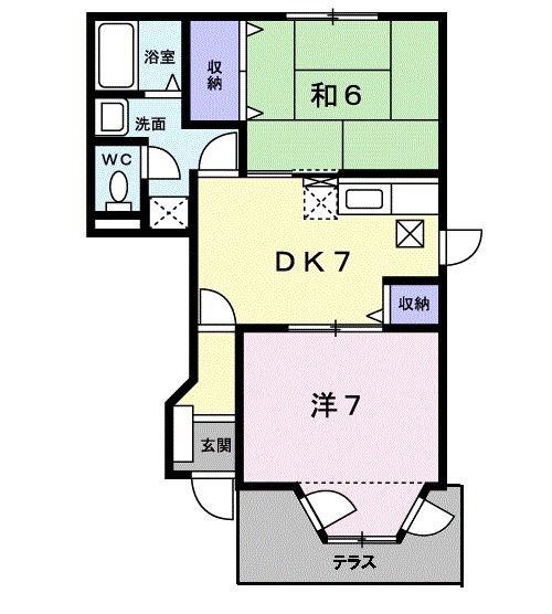 グリーンコート東館D(2DK/1階)の間取り写真