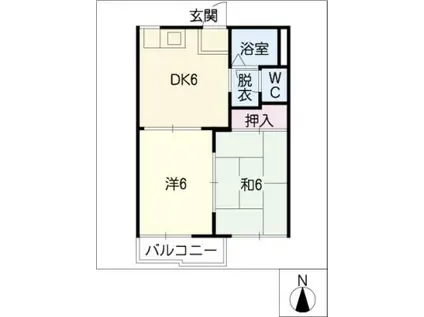 サン・コテージ(2DK/2階)の間取り写真
