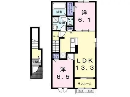 サンシャイン上冨居(1LDK/1階)の間取り写真