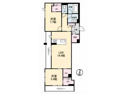 クロノス(2LDK/2階)の間取り写真