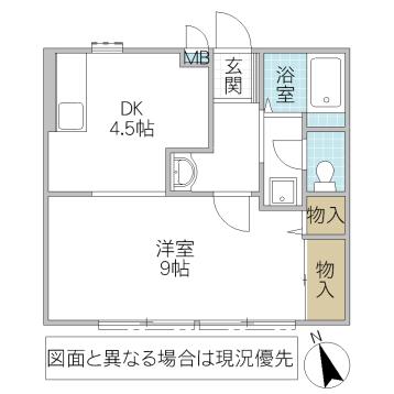 サンクリスタル緑町(1DK/1階)の間取り写真